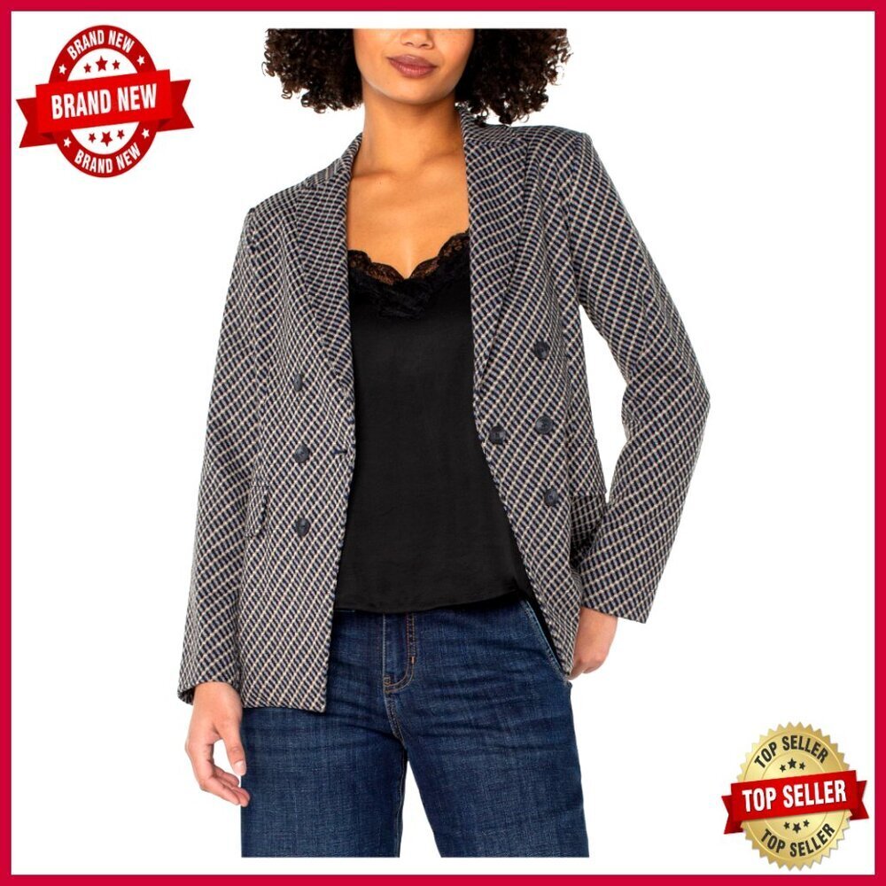 Knit Jacquard Faux Double Breasted Blazer, Regular Fit, Business Casual